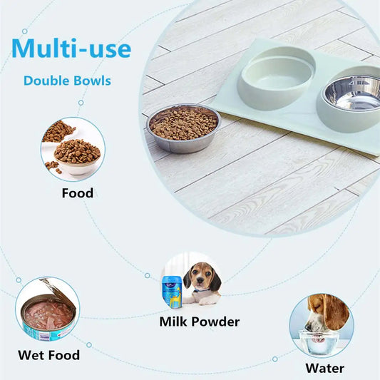 Double Pet Food Bowl